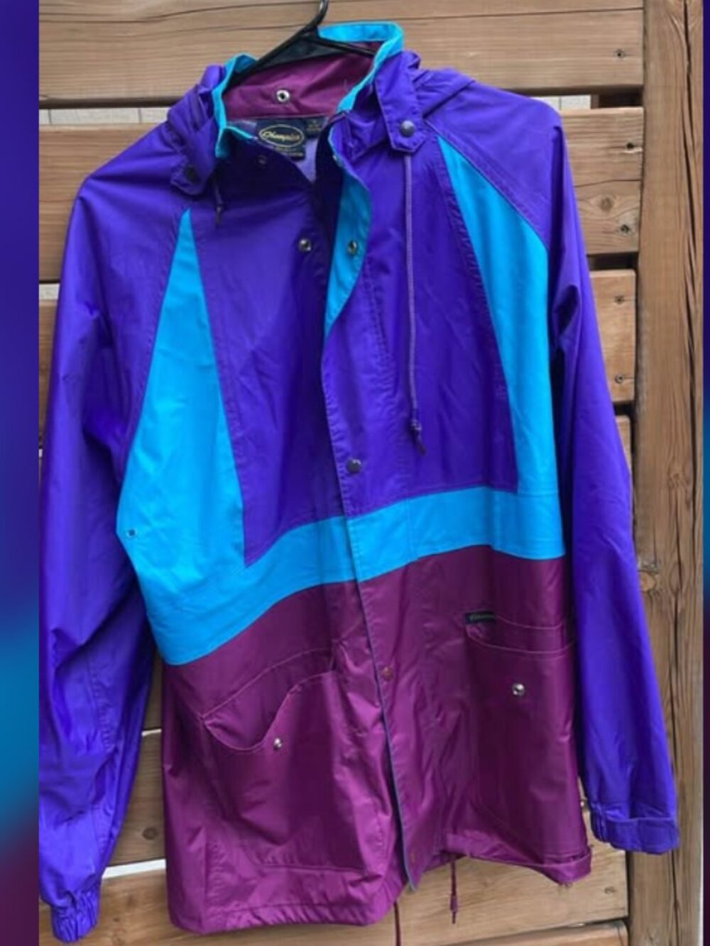 Vintage Champion Windbreaker 90s Colorblock Purple Teal Magenta Unisex Retro